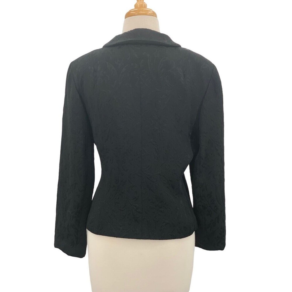 Ann Taylor Petites Womens LS Button Front Lined Blazer/Jacket Black Brocade 10P - Picture 5 of 5